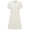 Hugo Boss Regular-fit Dress In Stretch Fabric With Hardware Buttons In White