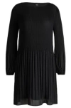 HUGO BOSS REGULAR-FIT DRESS WITH PLISS PLEATS AND CREW NECKLINE