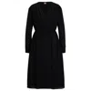 Hugo Boss Regular-fit Dress With Wrap Front And Button Cuffs In Black