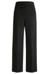 Hugo Boss Regular-fit Formal Trousers With Tonal Waistband In Black