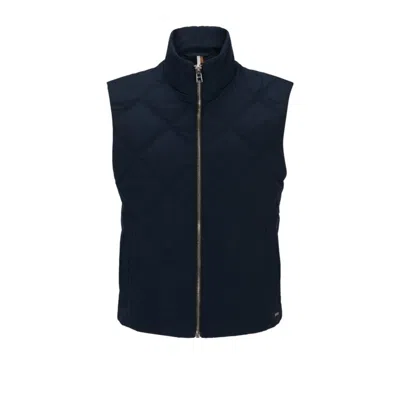 Hugo Boss Regular-fit Gilet With Quilting And Inside Zip Pockets In Dark Blue