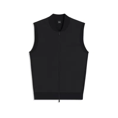 Hugo Boss Regular-fit Gilet With Weather Protection In Black
