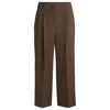 Hugo Boss Regular-fit High-waisted Trousers In Wool In Brown