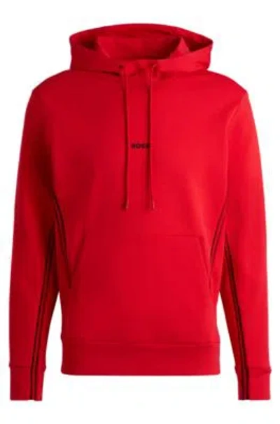 Hugo Boss Regular-fit Hoodie With Logo Detail In Light Red