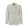 Hugo Boss Regular-fit Jacket In A Checked Cotton Blend In White