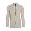 Hugo Boss Regular-fit Jacket In A Herringbone Stretch-cotton Blend In Beige