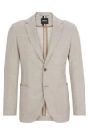 Hugo Boss Regular-fit Jacket In A Herringbone Stretch-cotton Blend In Light Beige