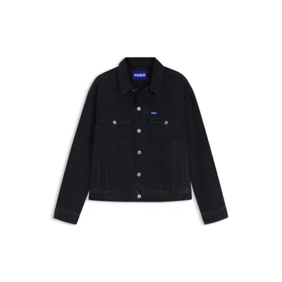Hugo Boss Oversize-fit Shirt In Cotton Corduroy In Black
