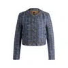 Hugo Boss Regular-fit Jacket In Check Tweed In Multi