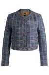 Hugo Boss Regular-fit Jacket In Check Tweed In Patterned