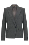 Hugo Boss Regular-fit Jacket In Checked Fabric With Peak Lapels In Patterned