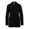 Hugo Boss Regular-fit Jacket In Crease-resistant Crepe In Black