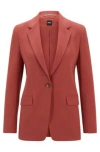 Hugo Boss Regular-fit Jacket In Crease-resistant Crepe In Dark Red