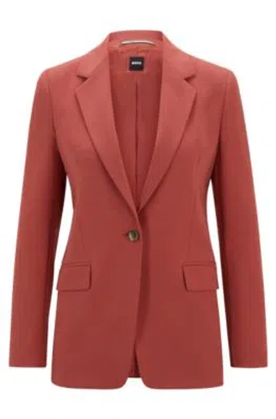 Hugo Boss Regular-fit Jacket In Crease-resistant Crepe In Dark Red