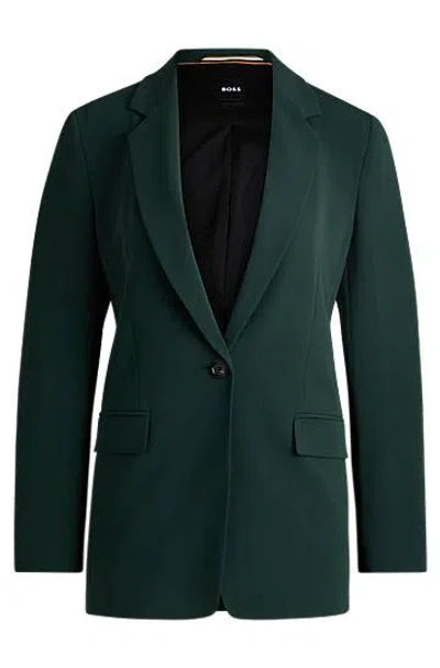 Hugo Boss Regular-fit Jacket In Crease-resistant Crepe In Green