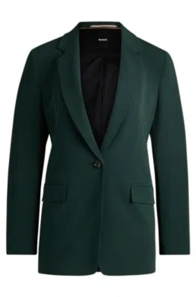 Hugo Boss Regular-fit Jacket In Crease-resistant Crepe In Green