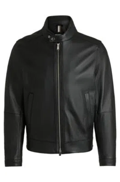 HUGO BOSS REGULAR-FIT JACKET IN GRAINED LEATHER