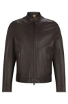 Hugo Boss Boss Leather Jacket In Dark Brown