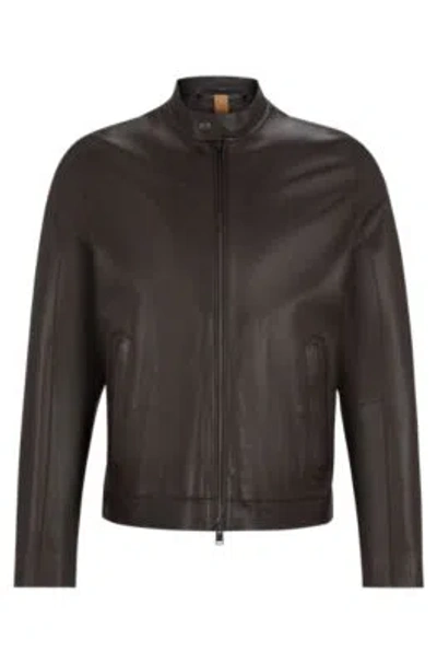 HUGO BOSS REGULAR-FIT JACKET IN JERSEY-BONDED LEATHER