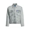 Hugo Boss Regular-fit Jacket In Light-gray Stonewashed Denim In Green
