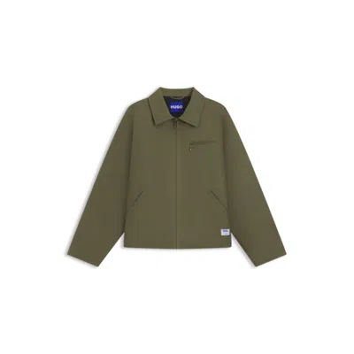 Hugo Boss Regular-fit Jacket In Lightly Padded Cotton Canvas In Green