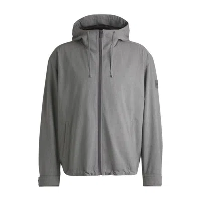 Hugo Boss Regular-fit Jacket In Performance-stretch Material In Gray