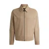 Hugo Boss Regular-fit Jacket In Soft Suede With Zip Front In Brown