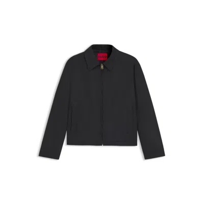 Hugo Boss Regular-fit Jacket In Stretch Cotton In Black