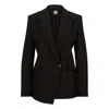 Hugo Boss Regular-fit Jacket In Stretch Fabric With Asymmetric Front In Black