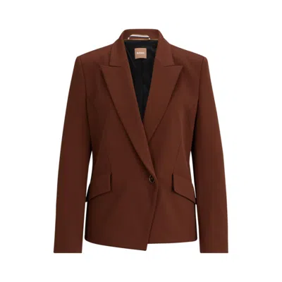Hugo Boss Regular-fit Jacket In Stretch Twill In Brown