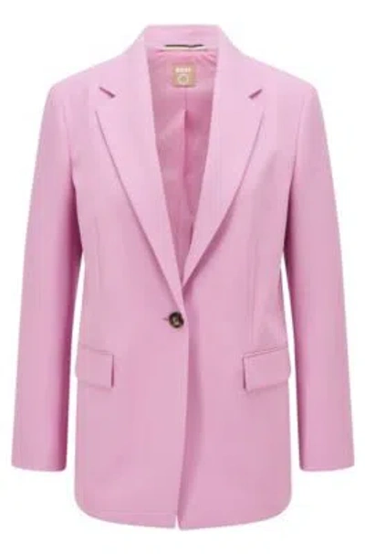 Hugo Boss Regular-fit Jacket In Stretch Twill In Light Pink