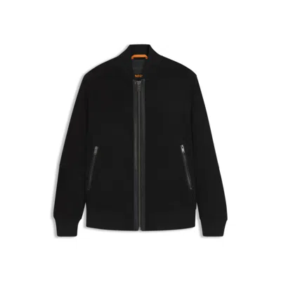 Hugo Boss Regular-fit Jacket In Suede In Black