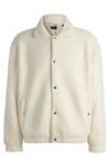 Hugo Boss Regular-fit Jacket In Teddy Fabric In White