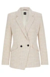 Hugo Boss Regular-fit Jacket In Tweed In Patterned
