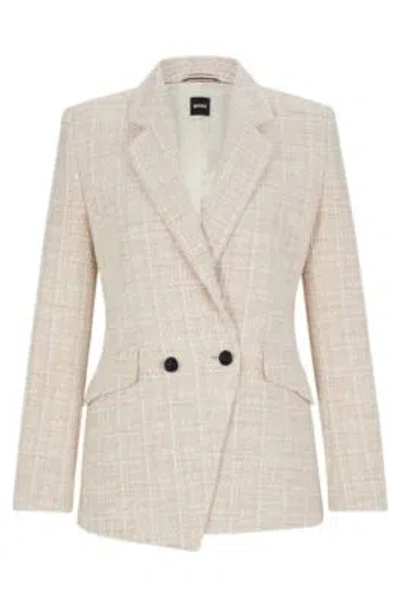 Hugo Boss Regular-fit Jacket In Tweed In Patterned