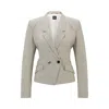 Hugo Boss Regular-fit Jacket In Virgin Wool In Beige