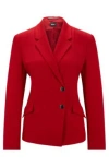 Hugo Boss Regular-fit Jacket In Virgin-wool Twill In Red