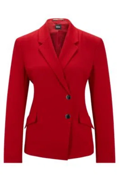 Hugo Boss Regular-fit Jacket In Virgin-wool Twill In Red