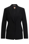 Hugo Boss Regular-fit Jacket In Virgin Wool With Slit Cuffs In Black