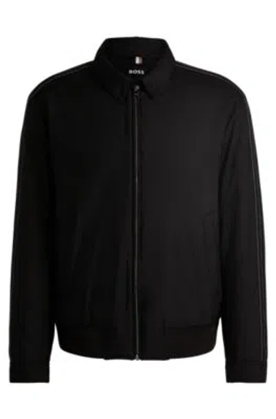 Hugo Boss Regular-fit Jacket In Water-repellent Material In Black