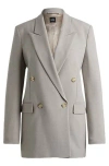 Hugo Boss Regular-fit Jacket With Double-breasted Closure In Light Grey