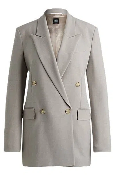 Hugo Boss Regular-fit Jacket With Double-breasted Closure In Light Grey
