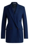 Hugo Boss Regular-fit Jacket With Double-breasted Closure In Light Blue