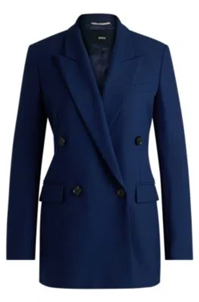 Hugo Boss Regular-fit Jacket With Double-breasted Closure In Light Blue