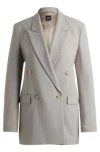 Hugo Boss Regular-fit Jacket With Double-breasted Closure In Light Grey