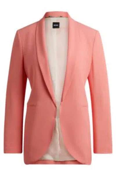Hugo Boss Regular-fit Jacket With Edge-to-edge Front In Light Purple