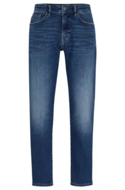 Hugo Boss Regular-fit Jeans In Blue Soft-motion Denim In Dark Blue