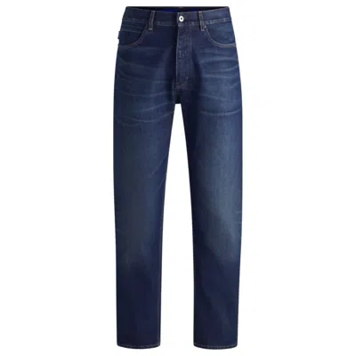 Hugo Boss Regular-fit Jeans In Dark-blue Stonewashed Denim