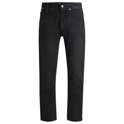 Hugo Boss Regular-fit Jeans In Dark-gray Denim In Grey