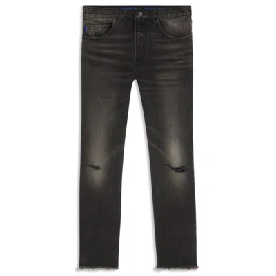 Hugo Boss Regular-fit Jeans In Distressed Candiani Denim In Brown